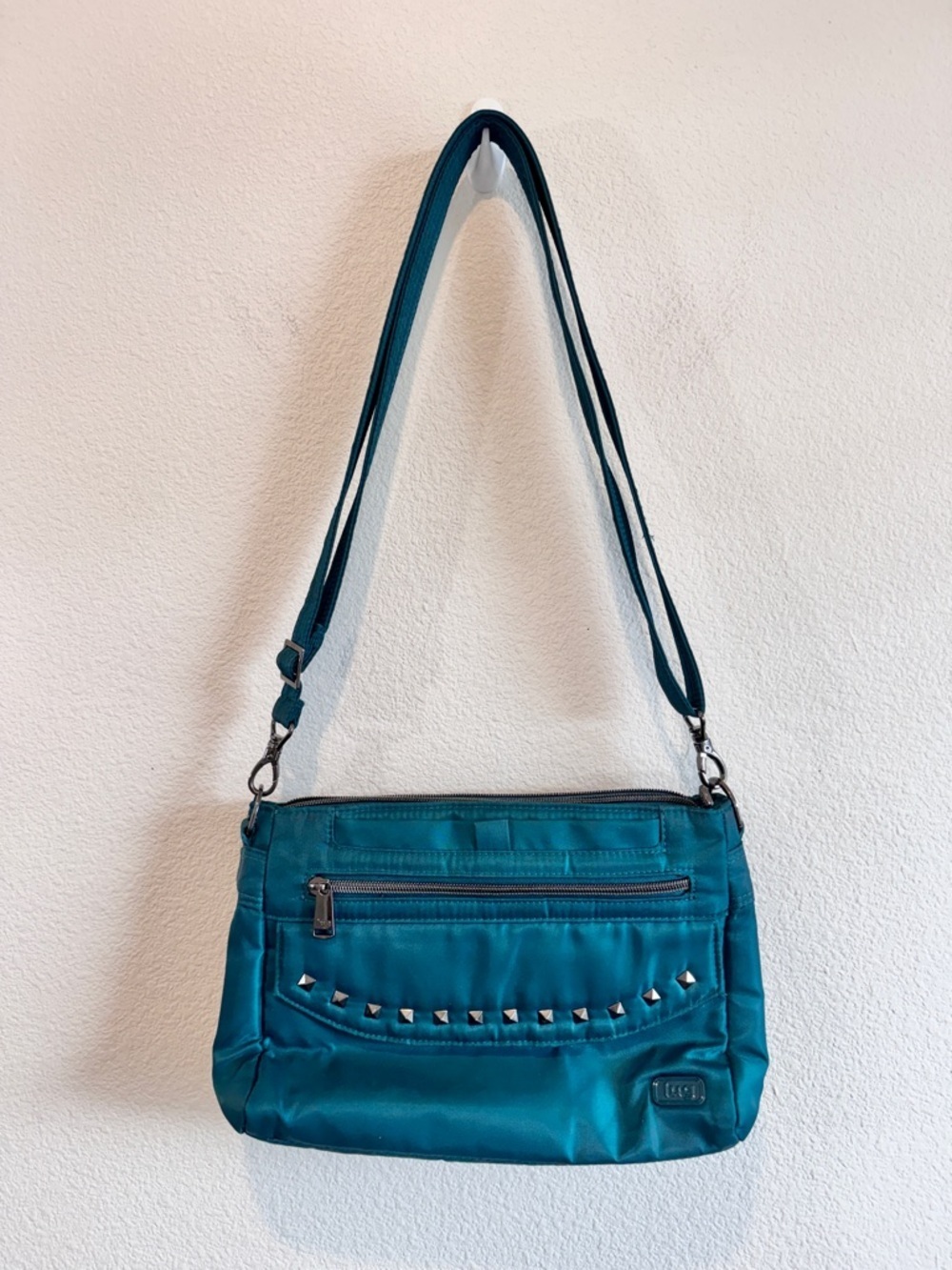Lug Pacer 2 Y2K Tech Nylon Crossbody Teal RFID Studded Utility Streetwear C14